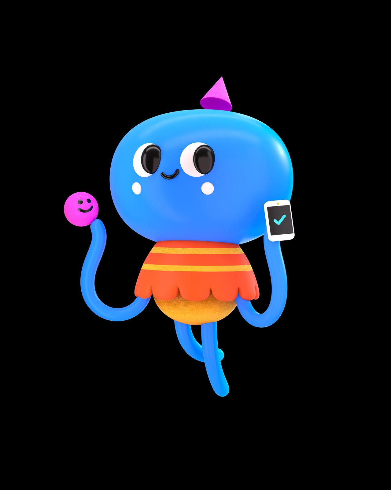 Blue jellyfish character
