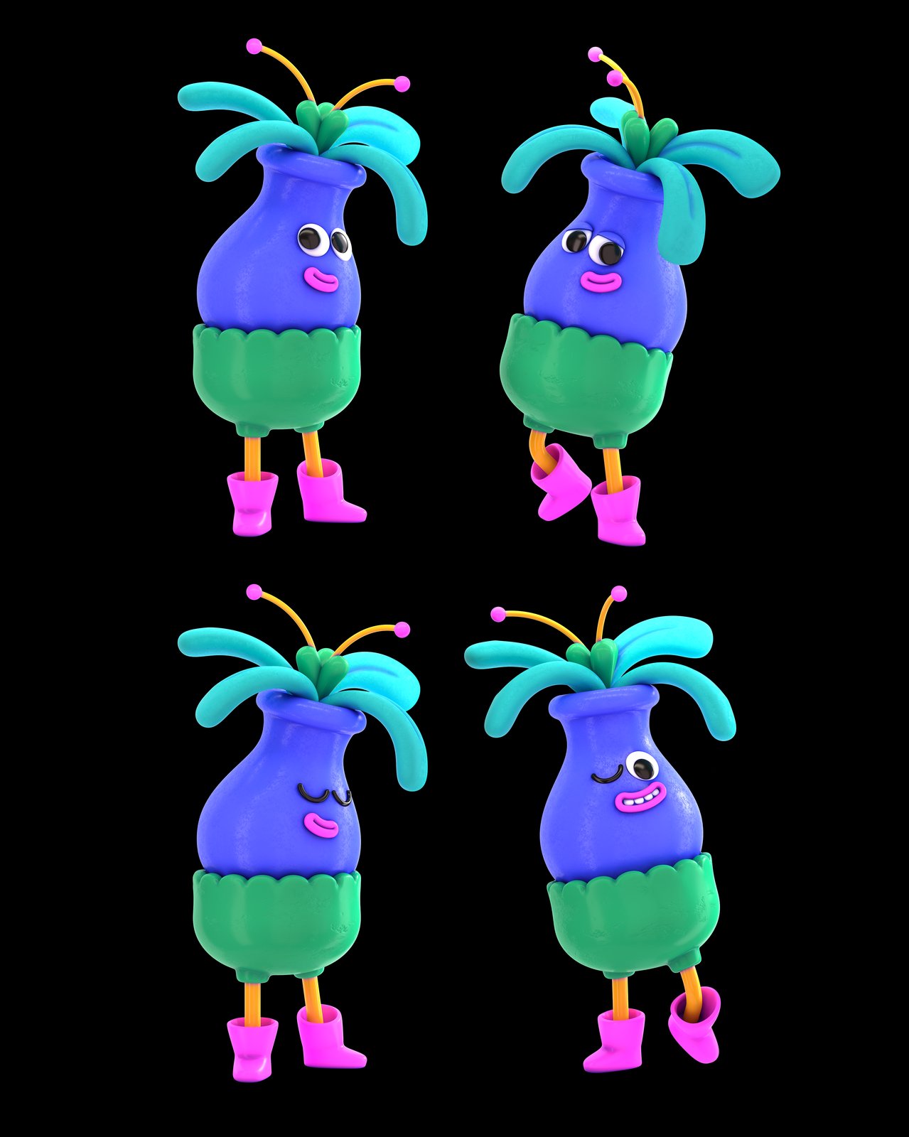 Plant character poses